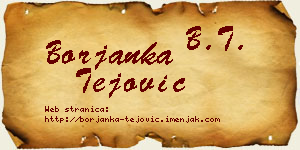 Borjanka Tejović vizit kartica
